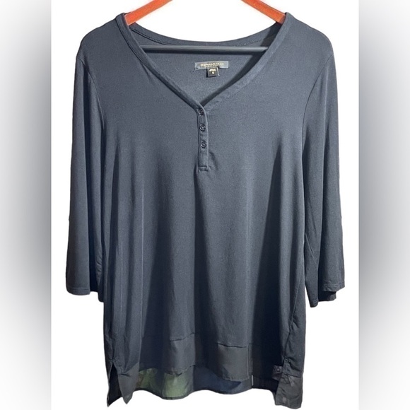 Donna Karan Classic Lounge Tee In Black Relaxed Style 3/4 Sleeves Size Small - Picture 6 of 16